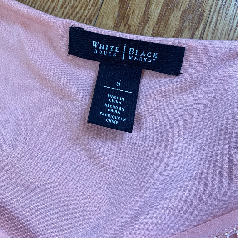 White House Black Market Asymmetric Tiered Romantic Dress in Peach Pink, Size 8 - Picture 5 of 6